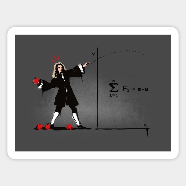 Newton Bombs - Funny Physics Science - Banksy Street Art Sticker by BlancaVidal